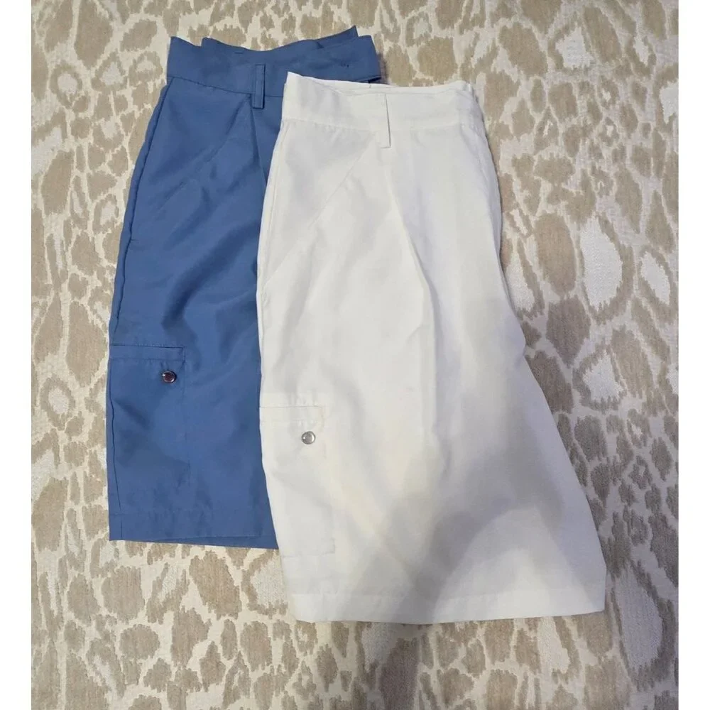 Lot Of 2 Charter Club Womens Golf Shorts Size 14 Blue & White - Picture 2 of 16